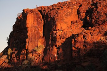 Last light on the cliff face - Photo Sandra Graham